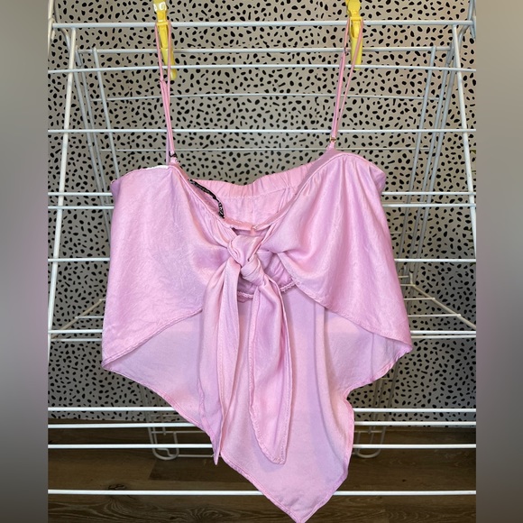 Zara Handkerchief Scarf Pink Party Crop Top - Picture 2 of 9